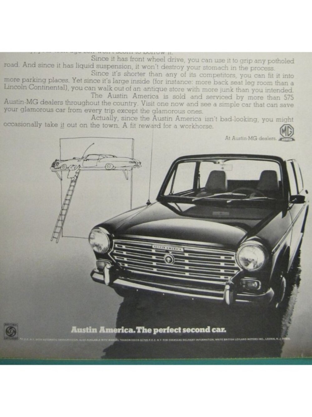 Print Ad Austin America MG British Leyland Motors 1960s Sedan Car Vintage MOD